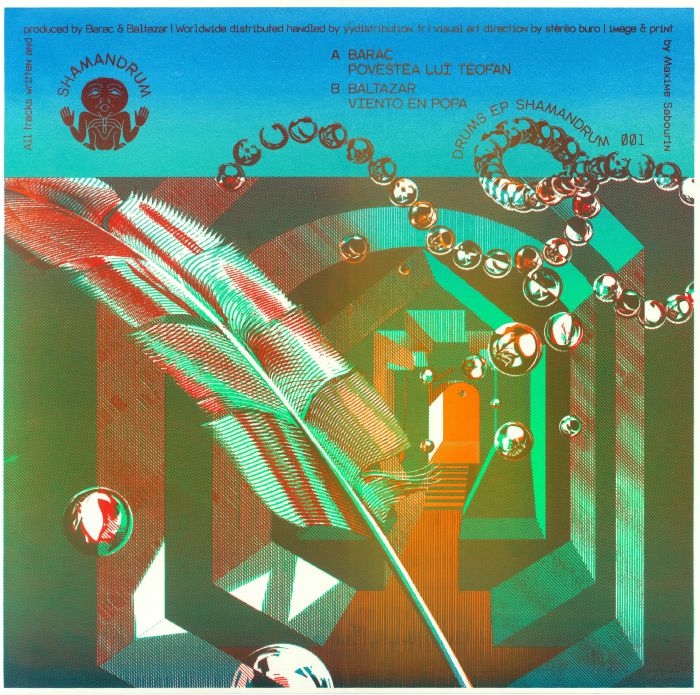 ( SHMN 001 ) BARAC / BALTAZAR - Drums EP (heavyweight vinyl 12" in screen-printed sleeve (colours may vary) Shamandrum France