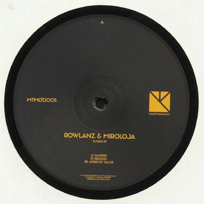 ( MTMLTD 005 ) ROWLANZ / MIROLOJA - Sunrise EP (180 gram vinyl 12") MTM Holland