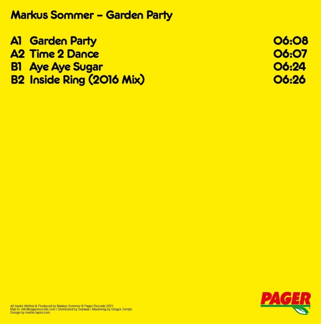 ( PAGER 012 ) MARKUS SOMMER - Garden Party ( 12" vinyl ) Pager Records