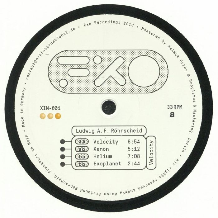 (  XIN 001 ) Ludwig AF ROHRSCHEID - Velocity (12" repress) Exo Recordings Intl