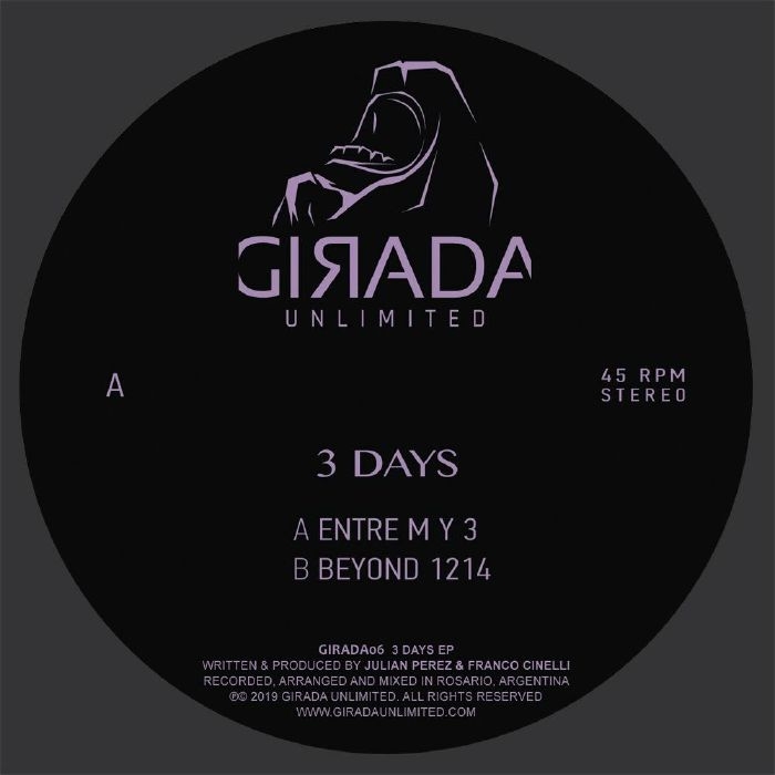 ( GIRADA 06 ) Julian PEREZ / FRANCO CINELLI - 3 Days EP (12") Girada Unlimited Spain