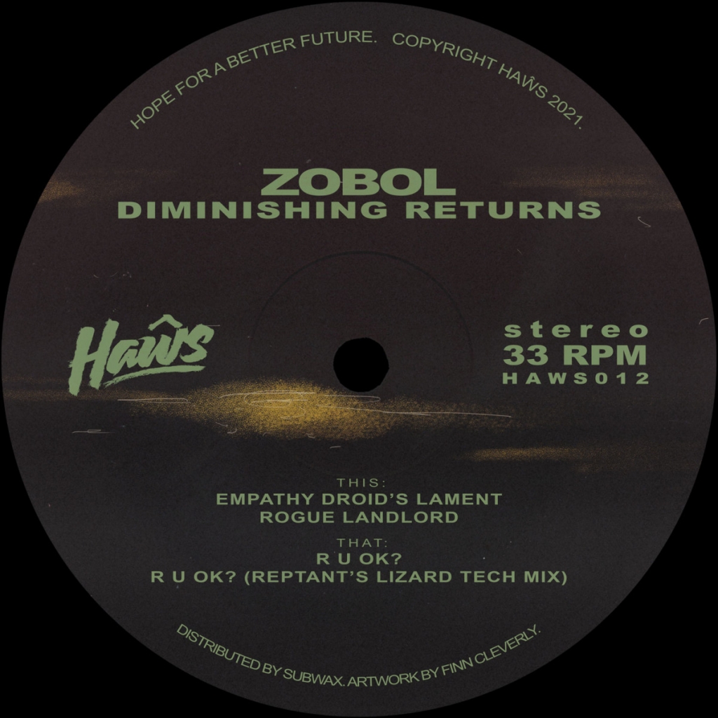 ( HAWS 012 )  Zobol - Diminishing Returns (Incl. Reptant Remix)  - 12" Vinyl - Haŵs