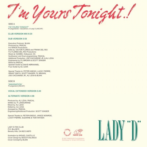 ( THANKYOU 019 ) LADY D - I'm Yours Tonight...! Imagination ( 12" Reissue ) Thank You