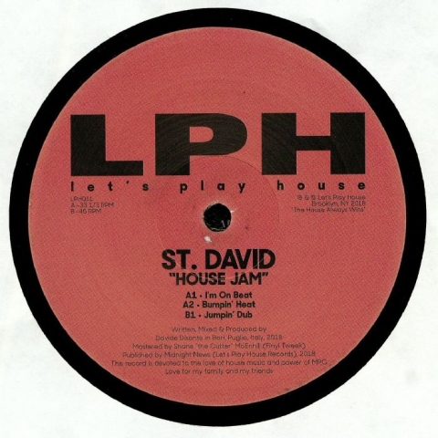 ( LPH 061 ) ST DAVID - House Jam (12") Let's Play House US