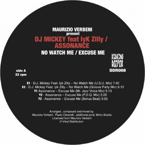 ( DDR 008 ) DJ MICKEY / ASSONANCE - No Watch Me (12") Digging Deeper Music